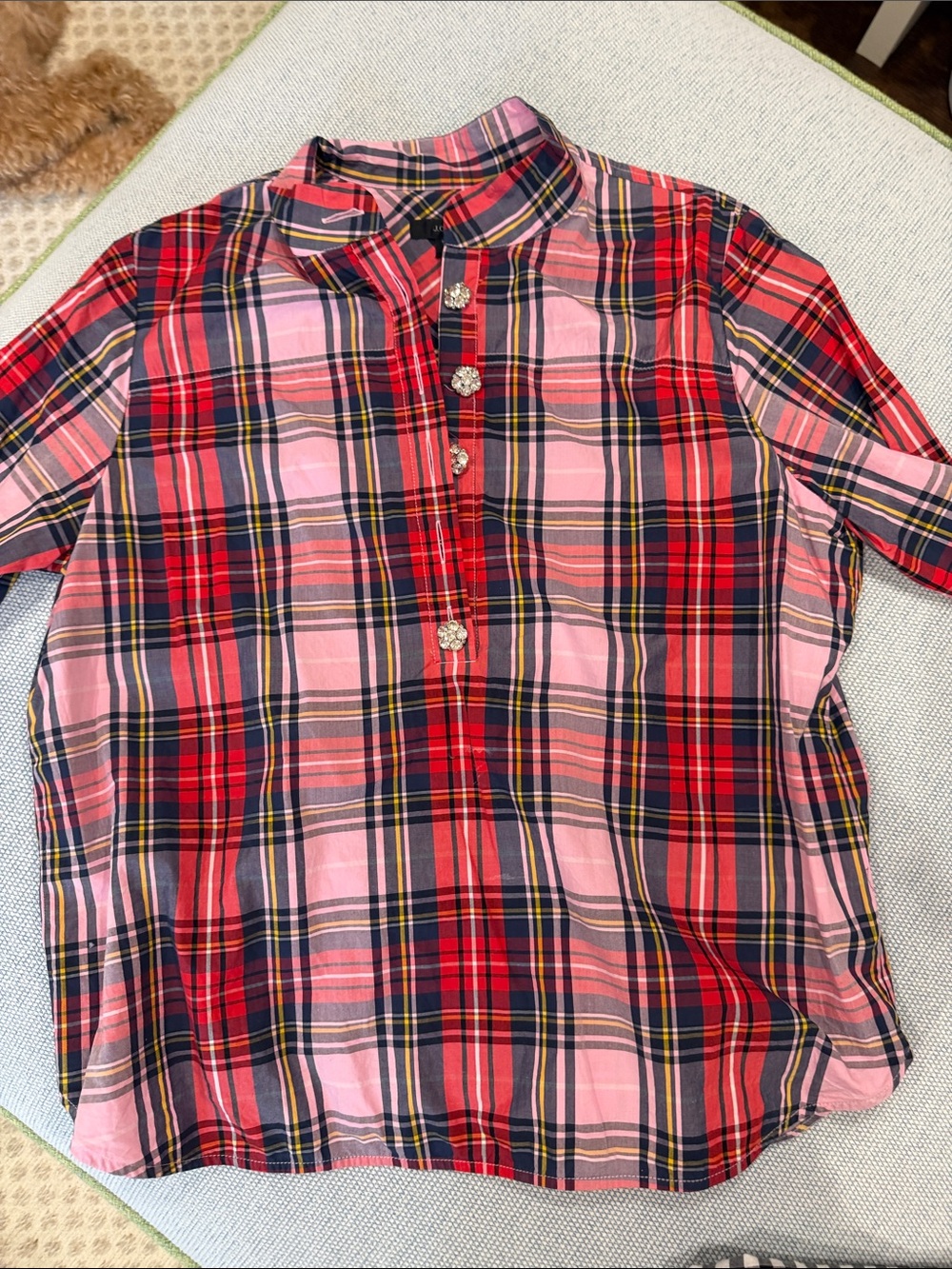 Holiday plaid with beautiful buttons